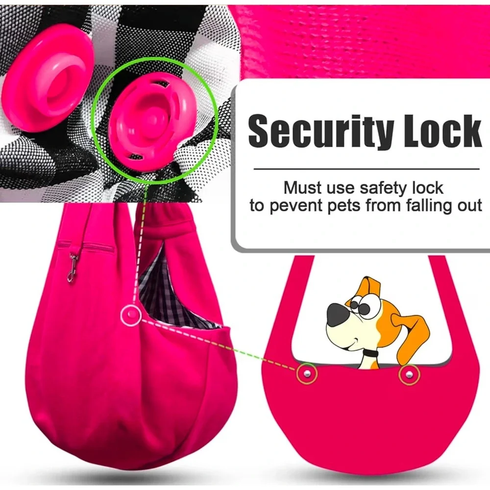 Tomkas Small Dog Carrier Sling Hot Pink Adjustable Strap Hands Free Pet Bag